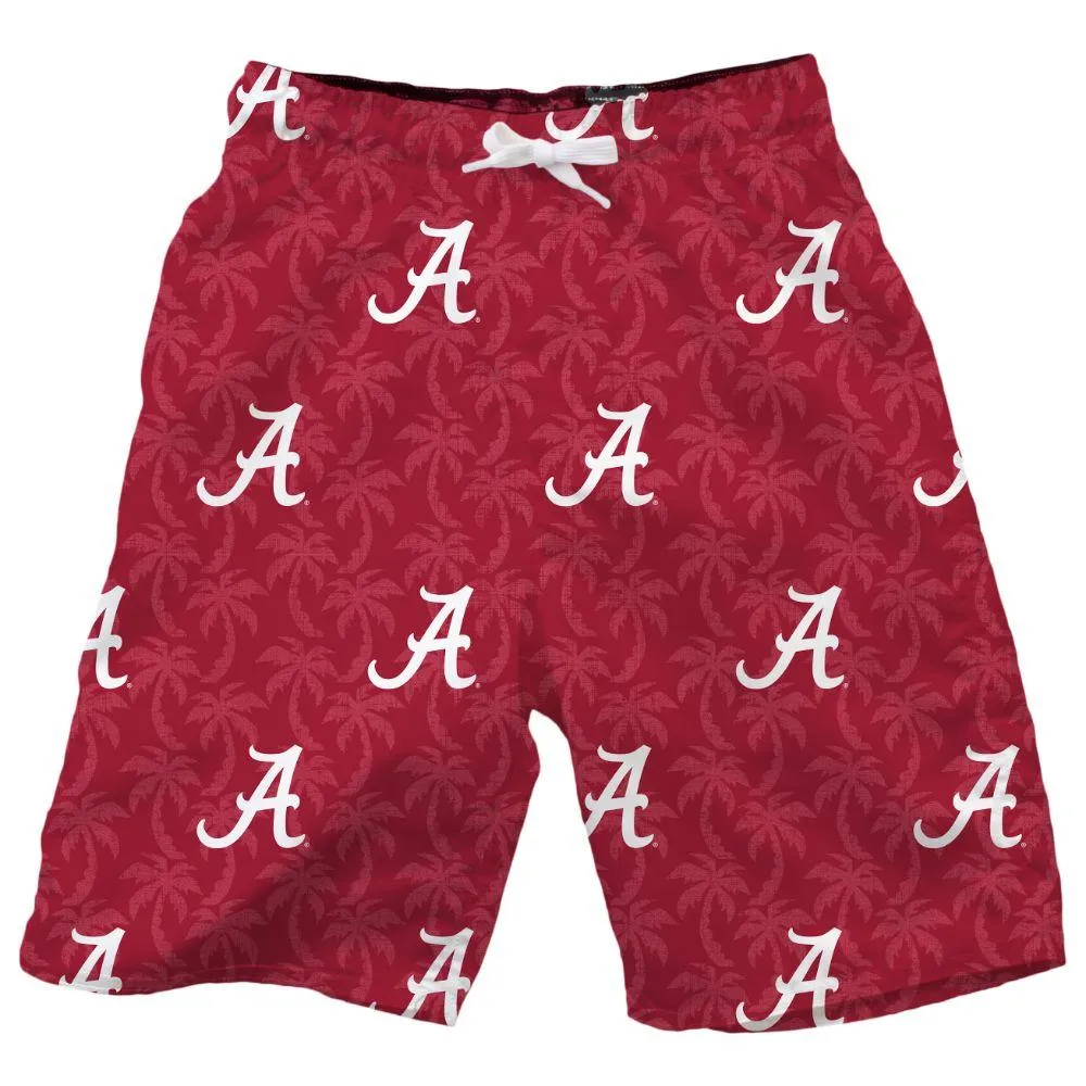 Bama | Alabama Wes And Willy Kids Ao Palm Tree Swim Trunk Alumni Hall