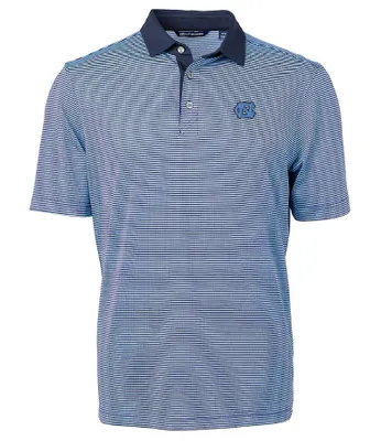 UNC Cutter & Buck Men's Virtue Eco Micro Stripe Polo