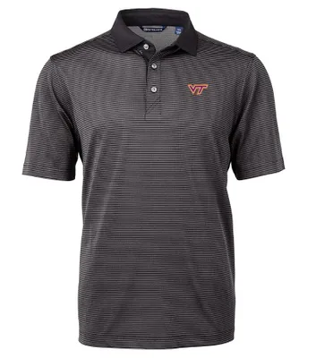 Virginia Tech Cutter & Buck Men's Virtue Eco Micro Stripe Polo