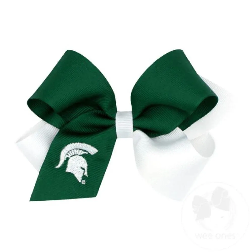  Spartans | Michigan State Medium Two- Tone Grosgrain Hair Bow | Alumni Hall