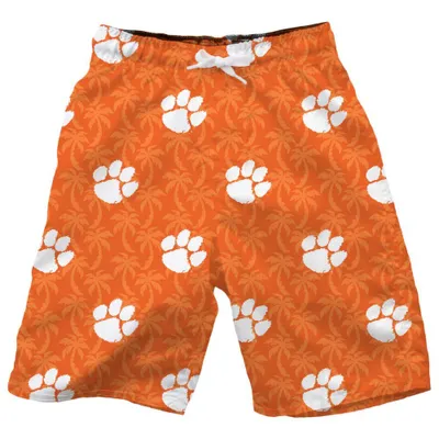 Clemson | Wes And Willy Toddler Ao Palm Tree Swim Trunk Alumni Hall