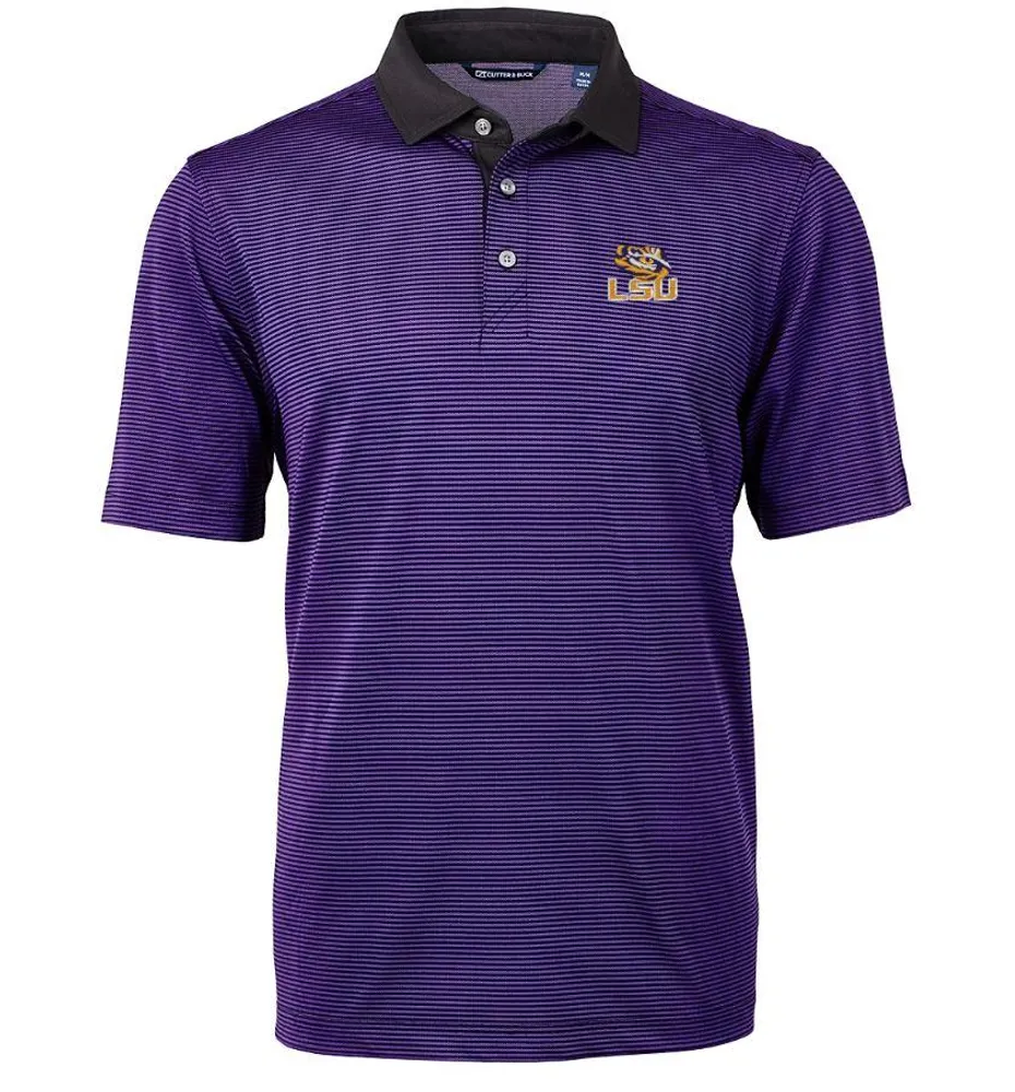 Lsu | Cutter & Amp ; Buck Men's Virtue Eco Micro Stripe Polo Alumni Hall