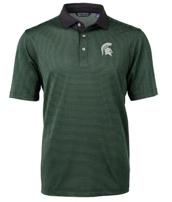 Spartans | Michigan State Cutter & Amp ; Buck Men's Virtue Eco Micro Stripe Polo Alumni Hall