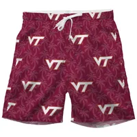 Hokies | Virginia Tech Wes And Willy Men's Palm Tree Swim Trunk Alumni Hall