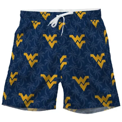 Wvu | West Virginia Wes And Willy Men's Palm Tree Swim Trunk Alumni Hall