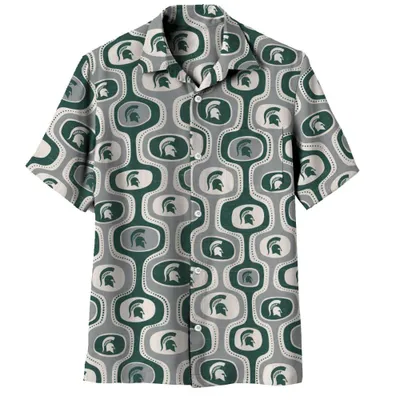 Spartans | Michigan State Wes And Willy Men's Cabana Boy Button Up Shirt Alumni Hall