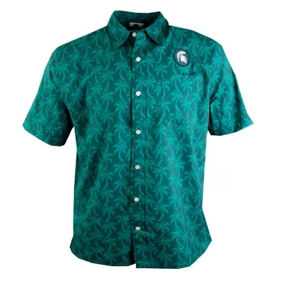 Spartans | Michigan State Wes And Willy Men's Palm Tree Button Up Shirt Alumni Hall