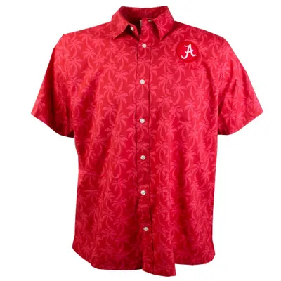 Bama | Alabama Wes And Willy Men's Palm Tree Button Up Shirt Alumni Hall