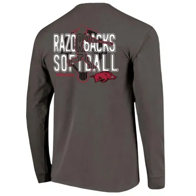 Razorbacks | Arkansas Image One Softball Player Long Sleeve Comfort Colors Tee Alumni Hall