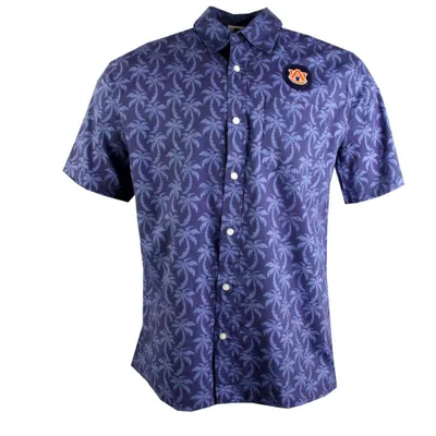 Aub | Auburn Wes And Willy Men's Palm Tree Button Up Shirt Alumni Hall