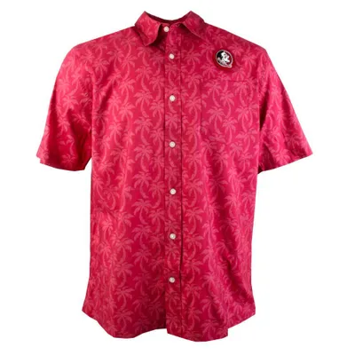 Fsu | Florida State Wes And Willy Men's Palm Tree Button Up Shirt Alumni Hall