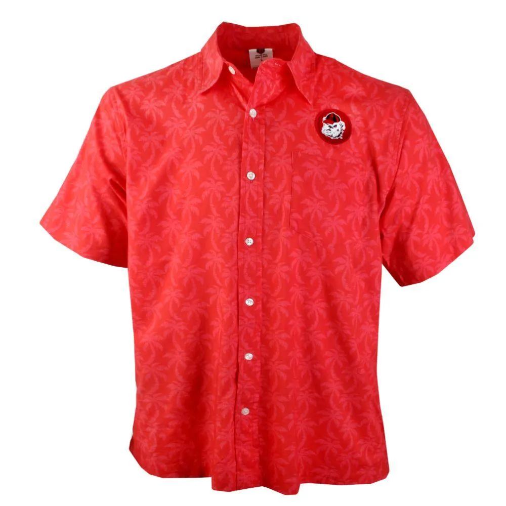 Dawgs | Georgia Wes And Willy Men's Palm Tree Button Up Shirt Alumni Hall