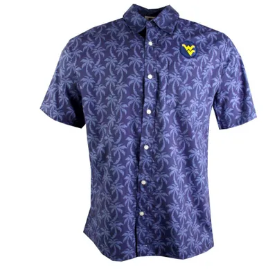 Wvu | West Virginia Wes And Willy Men's Palm Tree Button Up Shirt Alumni Hall
