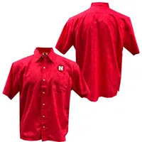 Huskers | Nebraska Wes And Willy Men's Palm Tree Button Up Shirt Alumni Hall