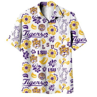 Lsu | Wes And Willy Vault Men's Floral Button Up Shirt Alumni Hall