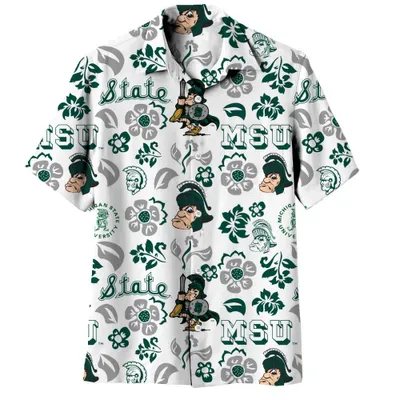 Spartans | Michigan State Wes And Willy Vault Men's Floral Button Up Shirt Alumni Hall