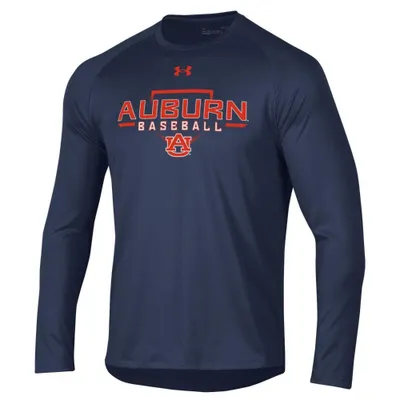 AUB, Auburn Under Armour Baseball Plate Long Sleeve Tech Tee