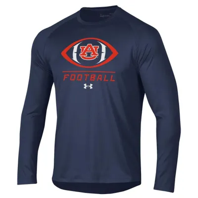 Aub | Auburn Under Armour Ball Over Straight Long Sleeve Tech Tee Alumni Hall