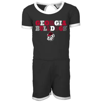 Dawgs | Georgia Wes And Willy Kids Ringer Romper Alumni Hall