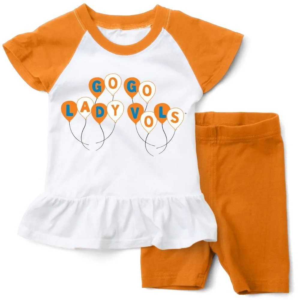 Lady Vols | Tennessee Wes And Willy Infant Balloon Ruffle Top With Shorts Set Orange Mountain