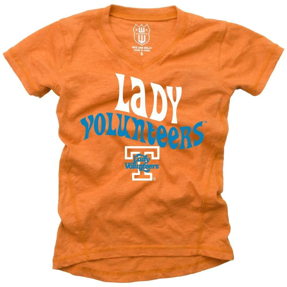 Lady Vols | Tennessee Wes And Willy Kids Blend Slub Tee Orange Mountain