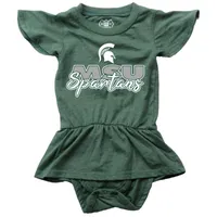 Spartans | Michigan State Wes And Willy Infant Ruffle Sleeve Hopper With Skirt Onesie Alumni Hall