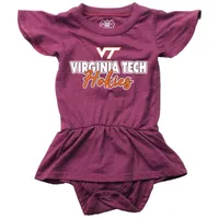 Hokies | Virginia Tech Wes And Willy Infant Ruffle Sleeve Hopper With Skirt Onesie Alumni Hall