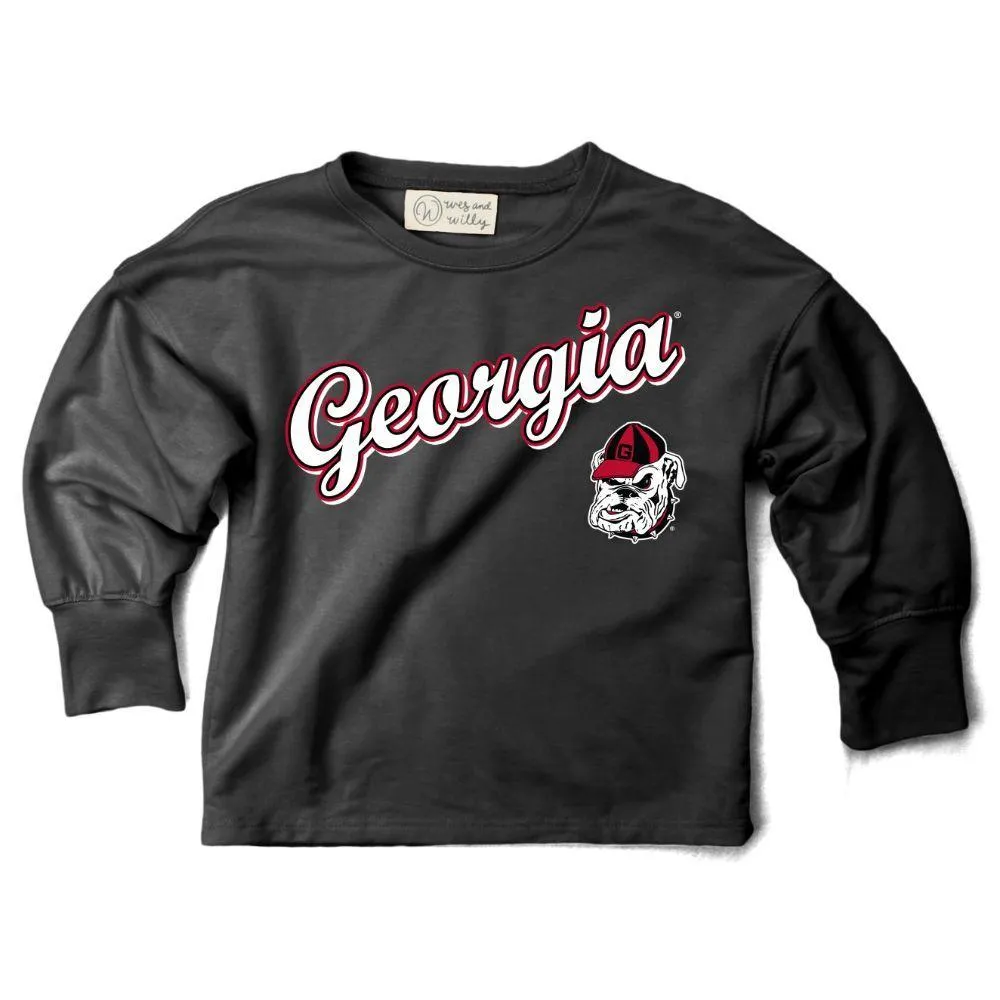 Dawgs | Georgia Wes And Willy Kids Long Sleeve Soft Top Alumni Hall