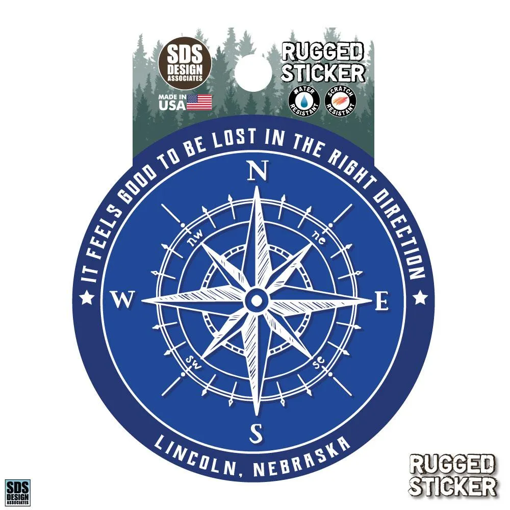  Huskers | Seasons Design Lincoln Ne Compass 3.25  Decal | Alumni Hall