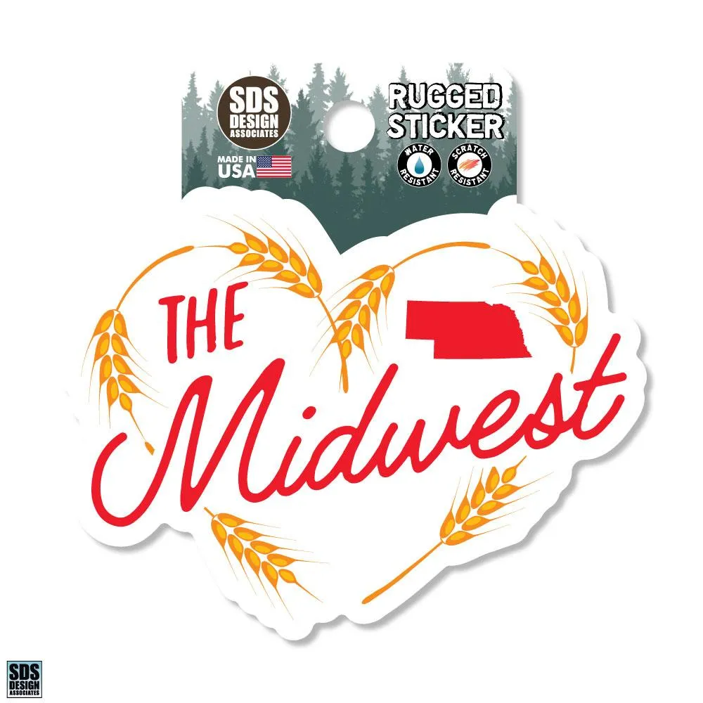  Huskers | Seasons Design The Midwest Heart 3.25  Decal | Alumni Hall