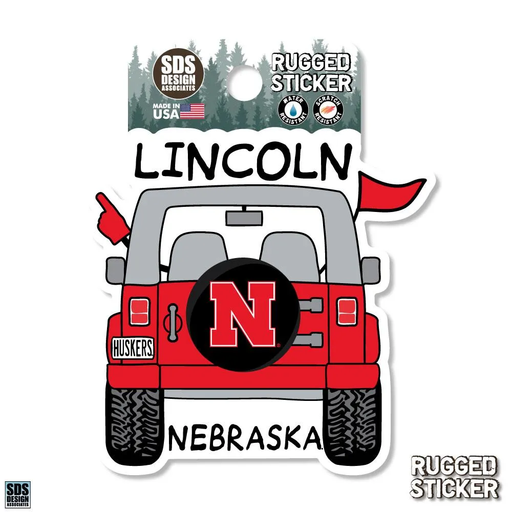  Huskers | Seasons Design Lincoln Ne Jeep 3.25  Decal | Alumni Hall