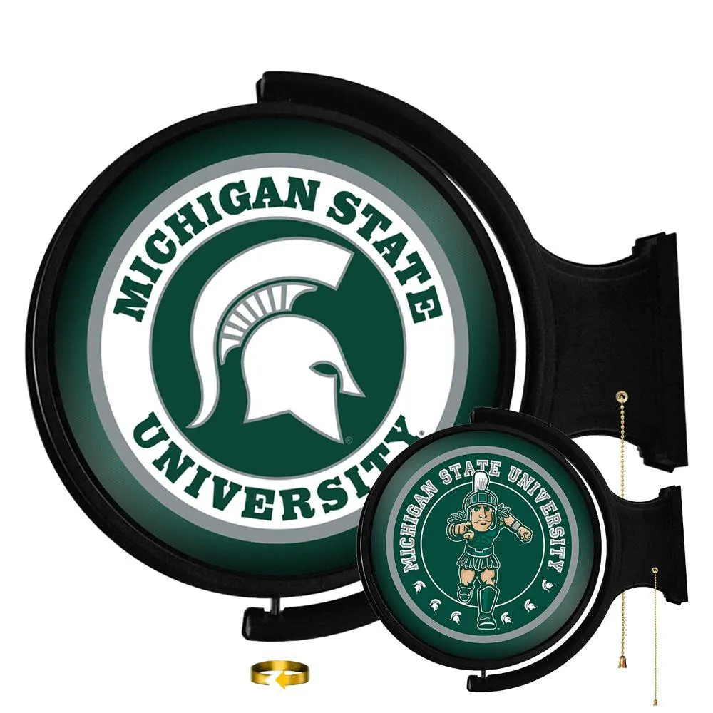  Spartans | Michigan State Double Sided Rotating Lighted Wall Sign | Alumni Hall