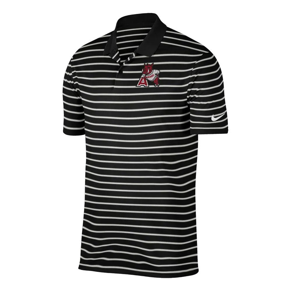 Arkansas Nike Golf Vault Leaning Hog Victory Stripe Polo