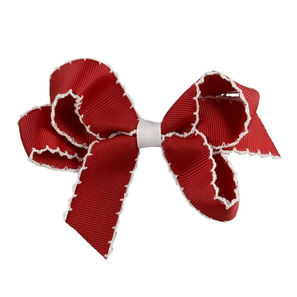  Bama | Crimson And White Moonstitch Fluff Hair Bow | Alumni Hall