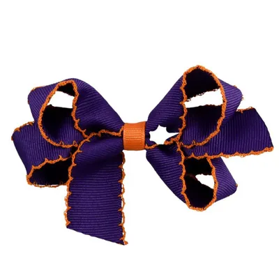  Clemson | Purple And Orange Moonstitch Fluff Hair Bow | Alumni Hall