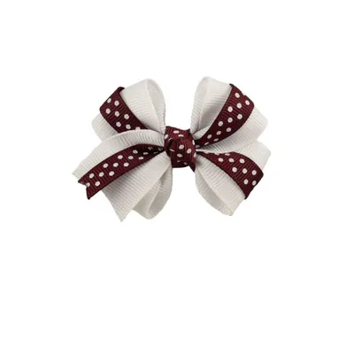  Bulldogs | Maroon And White Clip Hair Bow | Alumni Hall