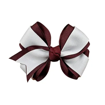  Bulldogs | Maroon And White Fluff Hair Bow | Alumni Hall