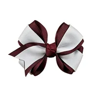  Bulldogs | Maroon And White Fluff Hair Bow | Alumni Hall