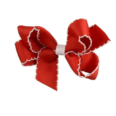  Huskers | Red And White Moonstitch Fluff Hair Bow | Alumni Hall