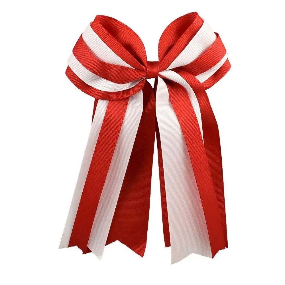 Huskers | Red And White Large Layered Hair Bow | Alumni Hall