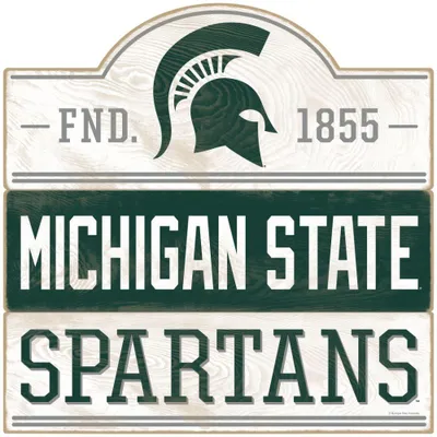  Spartans | Michigan State Est 1855 18 X 18 Planked Wood Sign | Alumni Hall