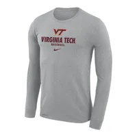 Hokies | Virginia Tech Nike Legend Baseball Dri- Fit Long Sleeve Tee Alumni Hall