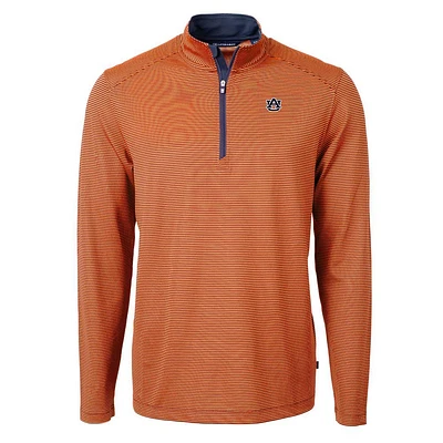 Auburn Cutter & Buck Eco Pique Micro Stripe 1/2 Zip