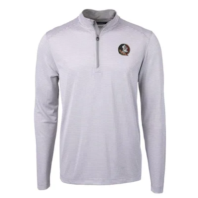 Fsu | Florida State Cutter & Amp ; Buck Eco Pique Micro Stripe 1/2 Zip Alumni Hall