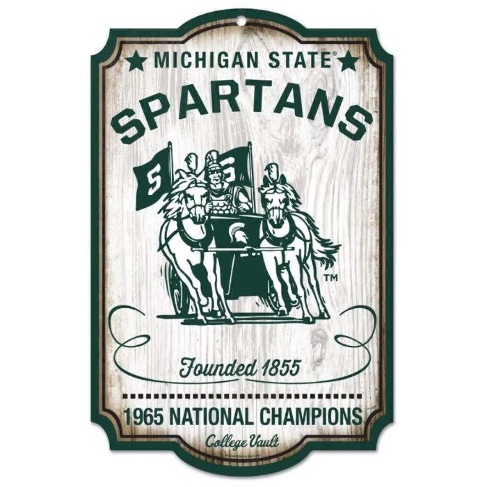  Spartans | Michigan State 11  X 17  Vault Wood Sign | Alumni Hall