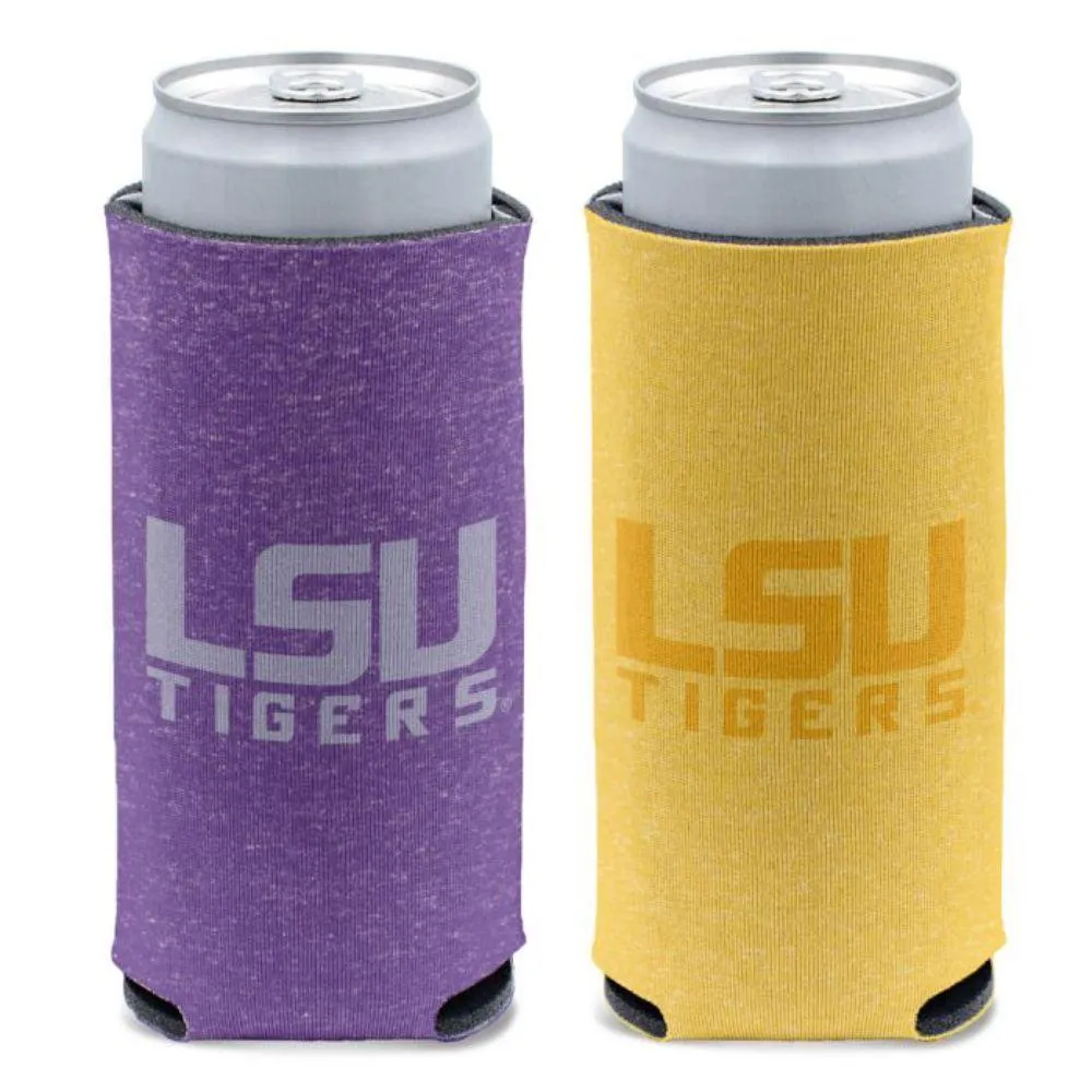 LSU 12 Oz Slim Heather Can Cooler