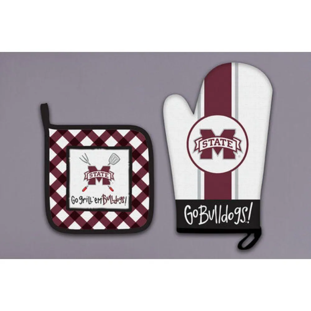  Bulldogs | Mississippi State Magnolia Lane Oven Mitt And Pot Holder Set | Alumni Hall