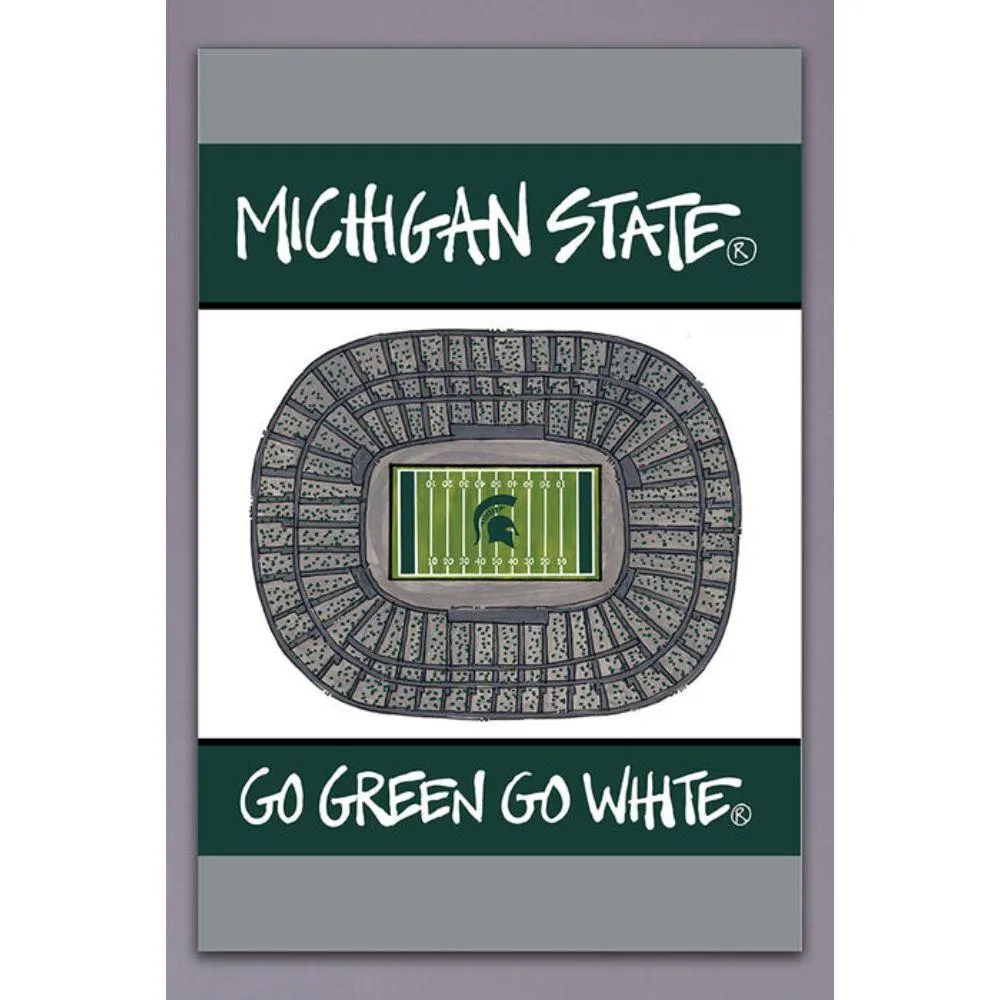  Spartans | Michigan State Magnolia Lane 12  X 18  Stadium Garden Flag | Alumni Hall