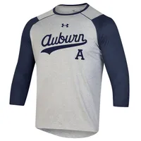 Aub | Auburn Under Armour Baseball Script 3/4 Raglan Sleeve Tee Alumni Hall