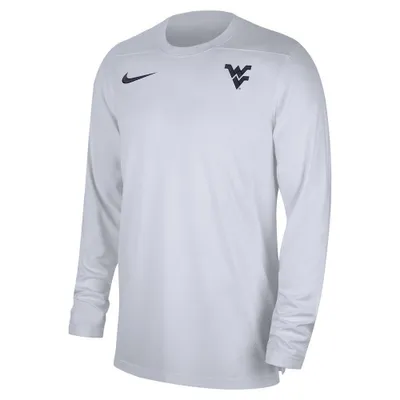 Wvu | West Virginia Nike Dri- Fit Uv Coaches Long Sleeve Top Alumni Hall